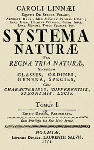 Frontespizio del Systema Naturae di Linneo, 1758.